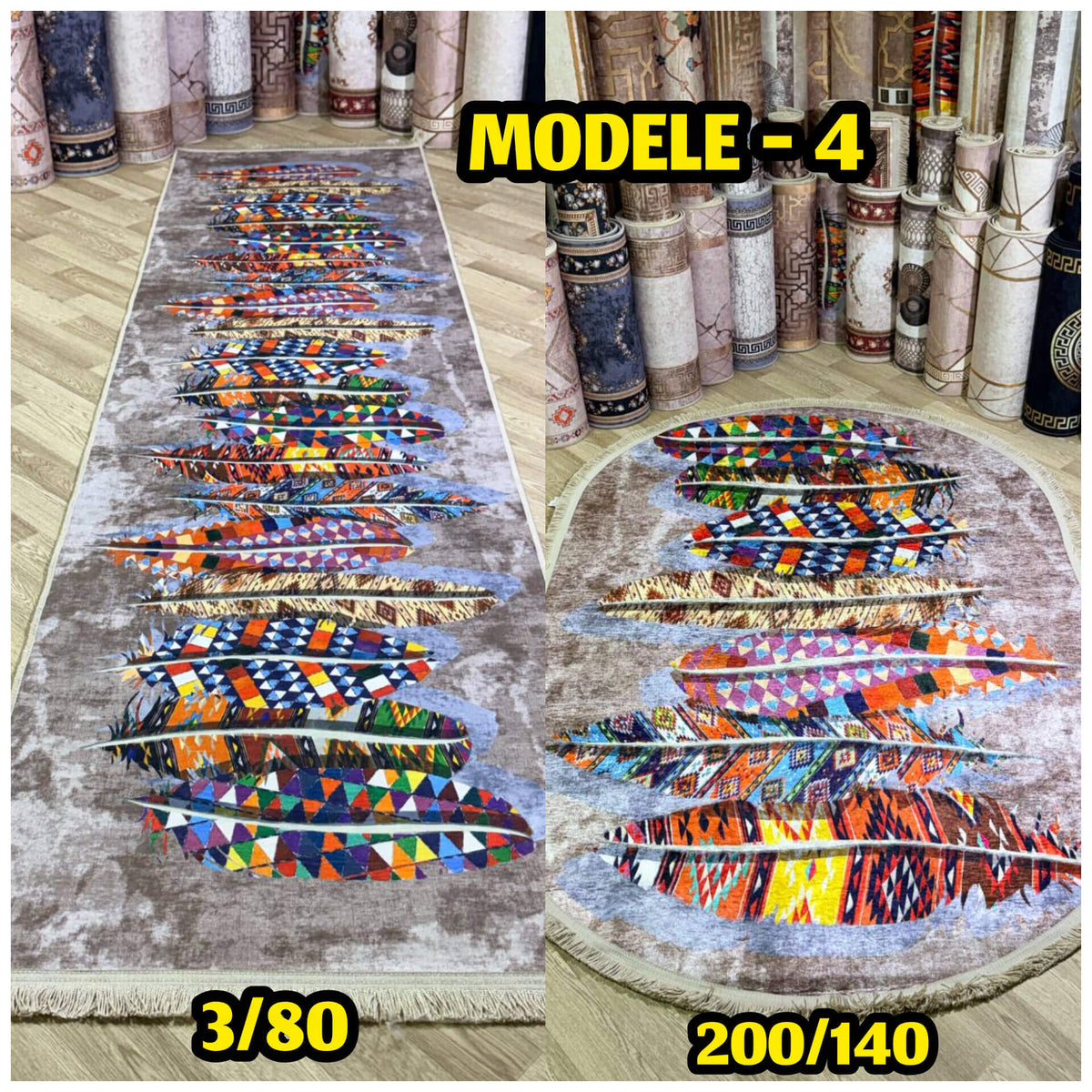 Pack tapis anti tache ovale 200/140 + couloir 3/80 – Modèle 4