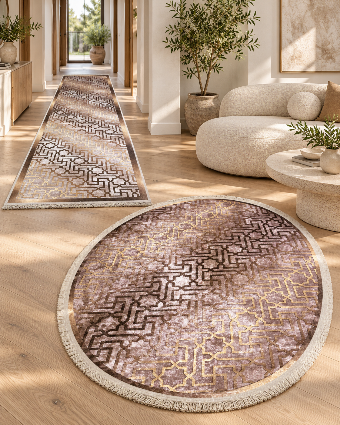 Pack tapis anti-tache ovale 200/140 + couloir 3/80 — Modèle 10 — photo améliorée