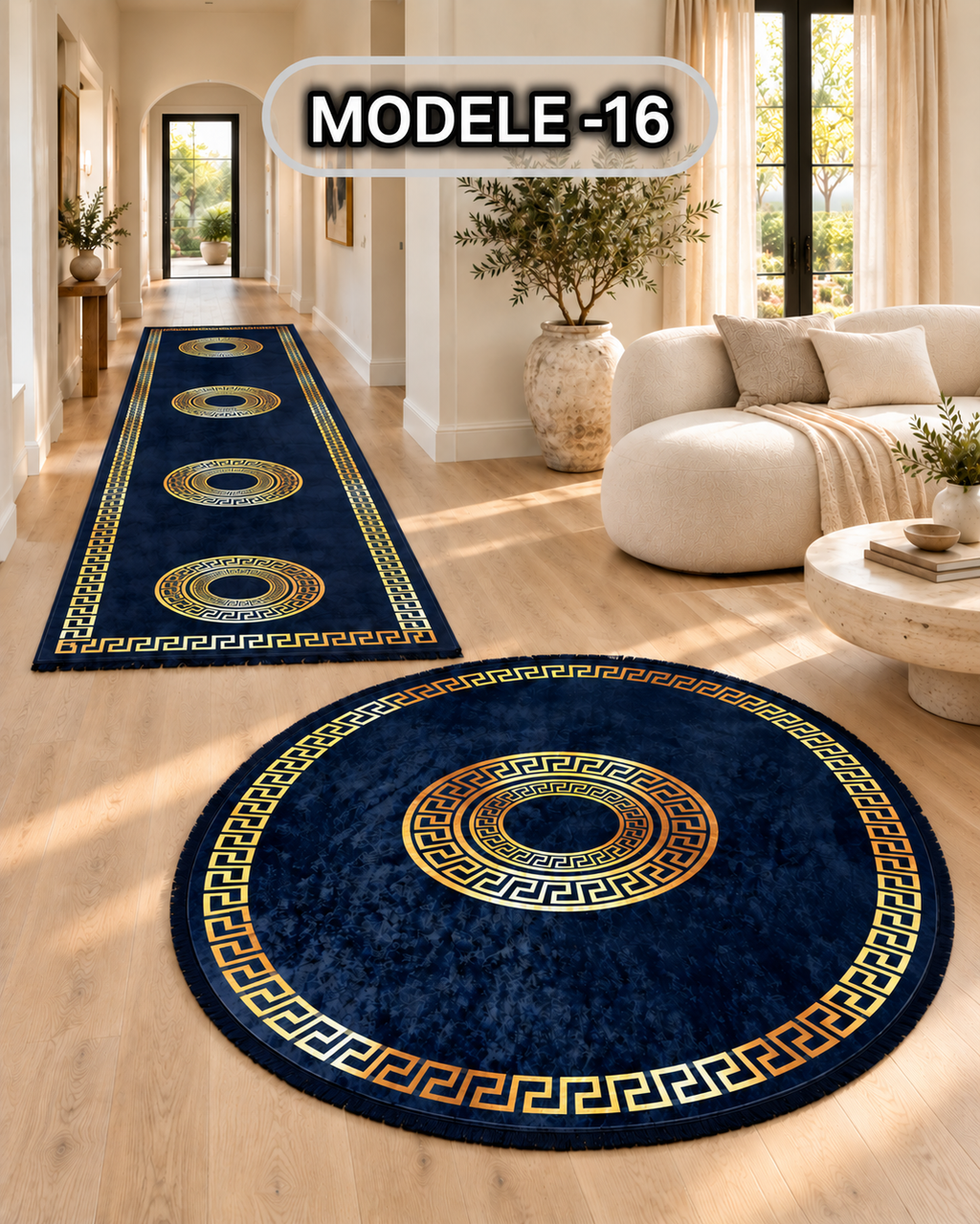 Pack tapis anti-tache ovale 200/140 + couloir 3/80 — Modèle 16