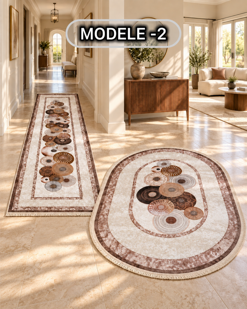 Pack tapis anti-tache ovale 200/140 + couloir 3/80 — Modèle 2